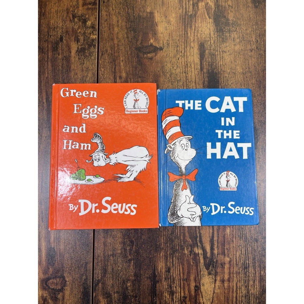 Dr. Seuss Beginner Children's Hardcover Books Lot Of 2 Green Eggs Cat In The Hat